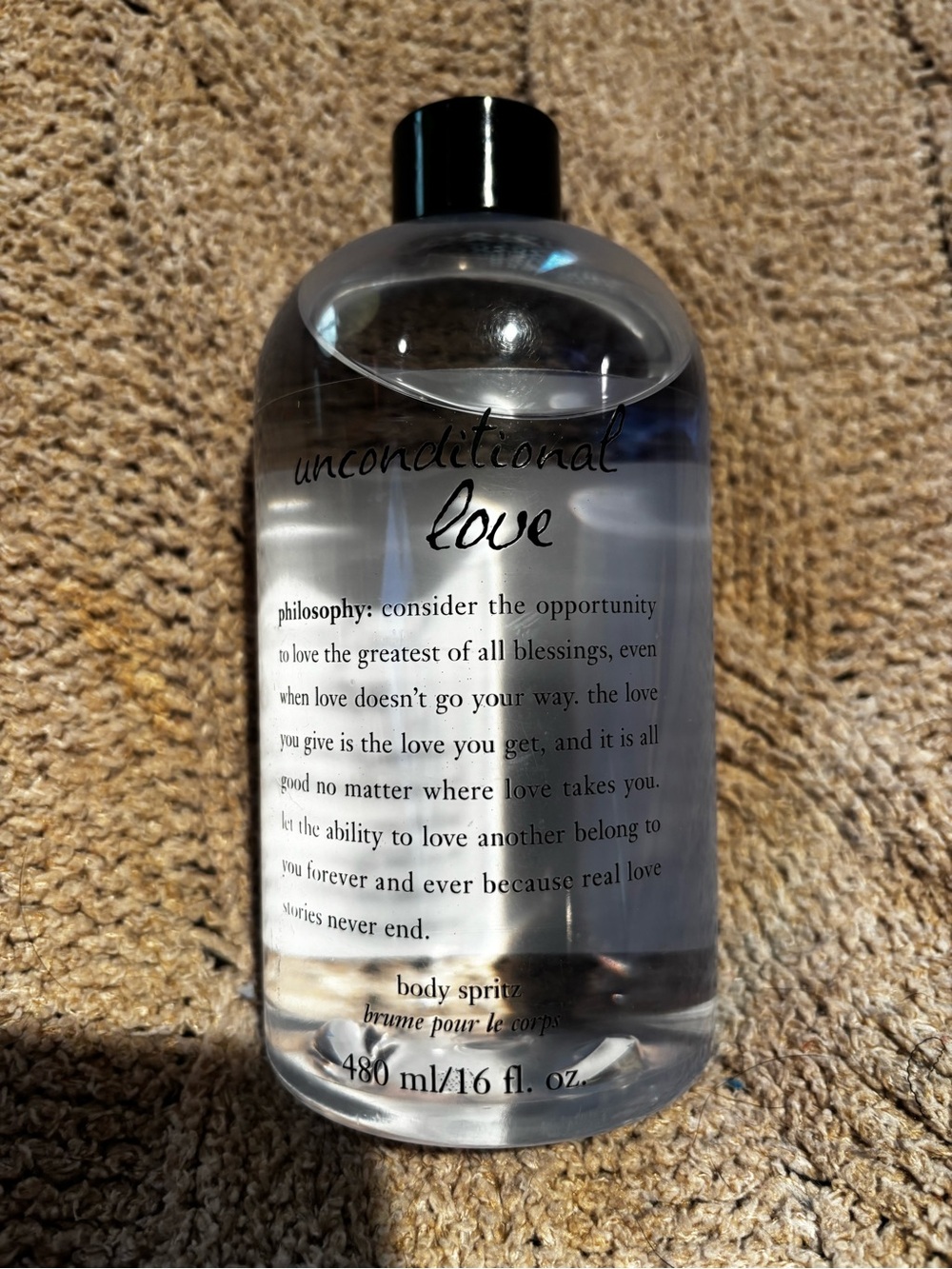 Philosophy Unconditional Love Body Spritz - NEW UNOPENED 16 fl oz / 480 ml